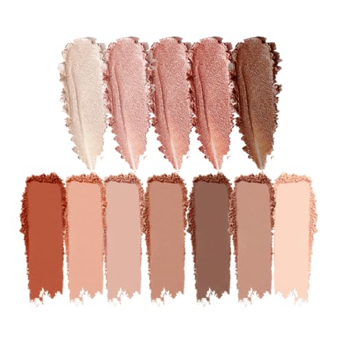 12-Color Warm Red Brown Eyeshadow Palette – Matte, Shimmer&Glitter Neutral Nude Shades with Rose Gold, Champagne, Bronze&Peach Tones, High-Pigment, Long-Lasting, Blendable Soft Glam Eye Makeup Palette - color: D02