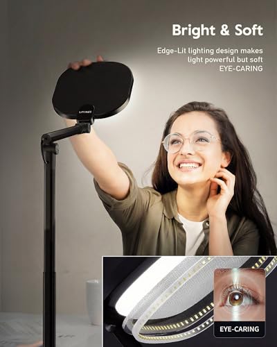 LitONES Tall LED Desk Lamps Home Office, Edge-Lit Eye-Care, 50 Light Modes - size: Black 2Pack