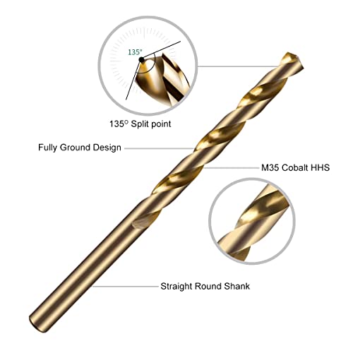 Narwhal 3/8 Inch Drill Bit (3 Pack) Cobalt for Metal & Stainless Steel - size: 3/8 in