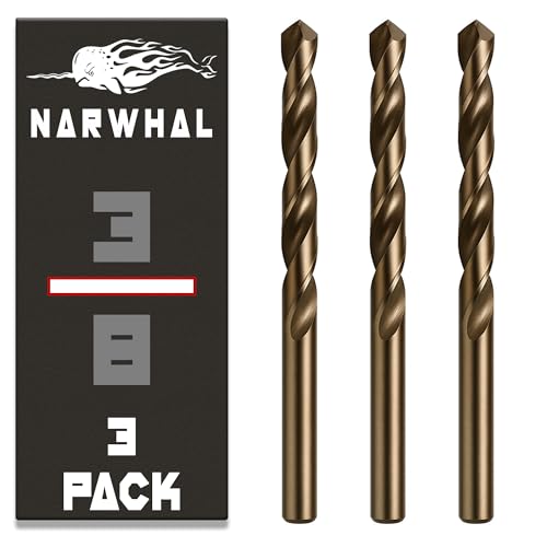 Narwhal 3/8 Inch Drill Bit (3 Pack) Cobalt for Metal & Stainless Steel - size: 3/8 in
