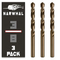 Narwhal 3/8 Inch Drill Bit (3 Pack) Cobalt for Metal & Stainless Steel - size: 3/8 in
