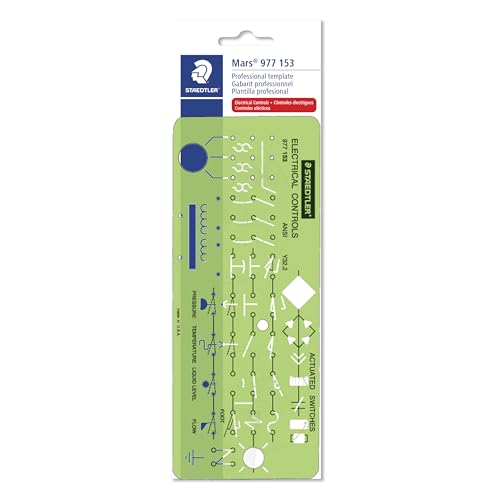STAEDTLER Mars Electrical Drafting Template, Circuit Symbols, 8 x 3.25 - color: Electric Controls