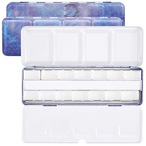 MYARTOOL Empty Watercolor Palette, Empty Watercolor Tin with Fold-Out Palette, Paint Tray Palette with 12 Empty Full Pans for DIY Travel Watercolor Palette, Acrylic Painting - color: Purple, size: 12 PCS Empty Full Pans