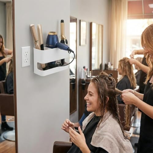 MyGift Wall Mounted Hair Tool Organizer with 3 Slots, White Metal - color: White, size: 3 Slots