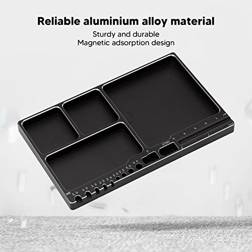 Dilwe RC Aluminium Alloy Magnetic Screw Tray with Magnetic Pad for RC Model Toy Repair, Universal Metal RC Screw Holder Plate