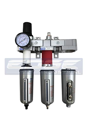 3 STAGE, HEAVY DUTY INDUSTRIAL GRADE FILTER REGULATOR COALESCING DESICCANT DRYER SYSTEM FOR COMPRESSED AIR LINES, METAL BOWLS, GREAT FOR PAINT SPRAY AND PLASMA CUTTER (1/2" NPT, AUTO DRAIN) - style: 1/2" NPT, AUTO DRAIN