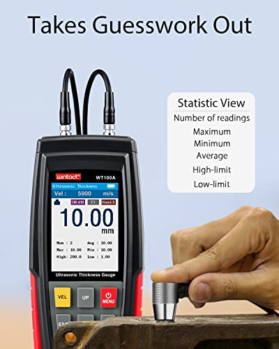 Wintact Digital Ultrasonic Thickness Gauge, Range 0.039 to 11.81 in
