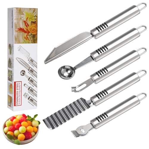 BURLIHOME 6Pcs Stainless Steel Fruit Carving Knife Set,Fruit&Vegetable Tool