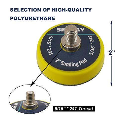 5PCS 2 Inch Backing Pad - 5/16"-24 Thread Hook and Loop Backing Pad Buffing Plate for Air Sander and Dual Action Car Polisher - color: 2 Inch / Yellow, size: 5/16"-24 Thread