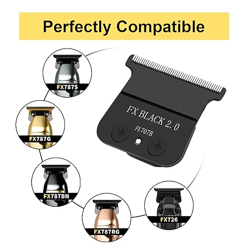 2 Pack 707B Replacement Blade compatible with BaBylissPRO FX787 & FX726 Trimmers,2 Pack DLC Replacement Blades with 4 Guards Set Compatible with BaByliss Trimmer Blades,Black