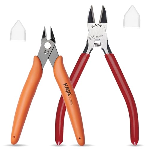 KATA 2Pack Wire Cutters Set, 1PC 5 Inch Micro Flush Cutter and 1PC 6 Inch Side Cutter Plier for Electronics, Crafting, Floral, Jewelry Making Cutting