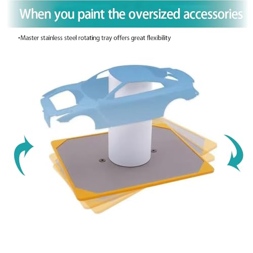 Metal Rotating Tray with 6 PCS Magnetic Threaded Base Special for Model Spraying, Suitable All-Metal Model Holder Clips, PMKJ033 B (Clips not Included) - size: Stainless turntable