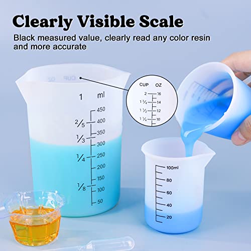 LET'S RESIN Silicone Measuring Cups, 450 ml and 100 ml Mixing Kit - size: 450ml