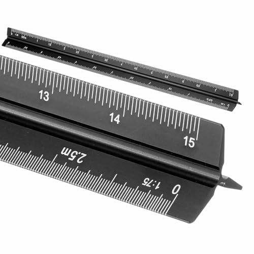 HARFINGTON Architectural Scale Ruler 12" Metric Aluminum Alloy Black - color: Black, size: 12 Inch