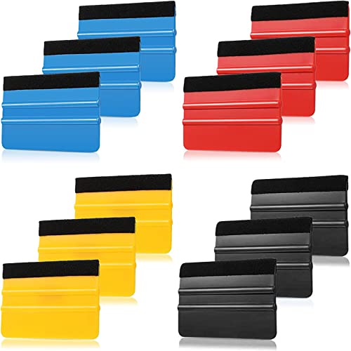 Frienda 12 Pcs Felt Edge Squeegee for Vinyl, 4 Inch Plastic Edge Tool