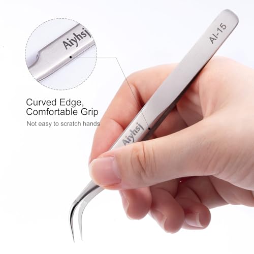 Precision Tweezer, Upgraded Fine Tip curved, High-end Stainless Steel - style: Fine Tip Curved (4.72in)