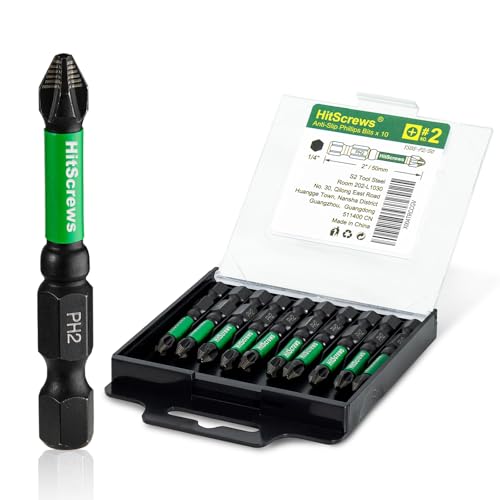 2 Inch Anti Slip Phillips Impact Driver Bits #2, New Precision Laser-Etched Micro-Slip Grip, S2 Steel Ph2 Magnetic Screwdriver Bits For Heavy-Duty Repairs & Home Improvement | 10 Pack - size: 2 Inch, 10 Pack, style: PH2