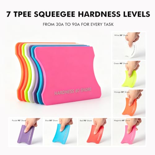 FOSHIO 7PCS 30°- 90° Hardness Vinyl Wrap Squeegee Kit with 10PCS Felt Pads Scratch-Free Felt Squeegee for Vinyl Rubber Squeegee Vinyl Wrap Tools