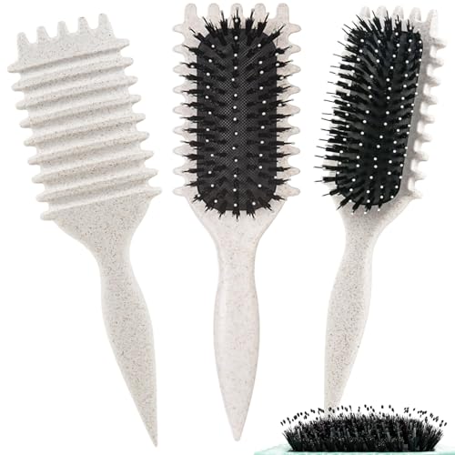 1 PCS Curly Hair Brush, Curl Defining Brush (Beige) - color: Beige