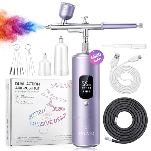 SAVILAND 55 PSI Dual-Action Airbrush Kit for Nails - color: Light-Purple