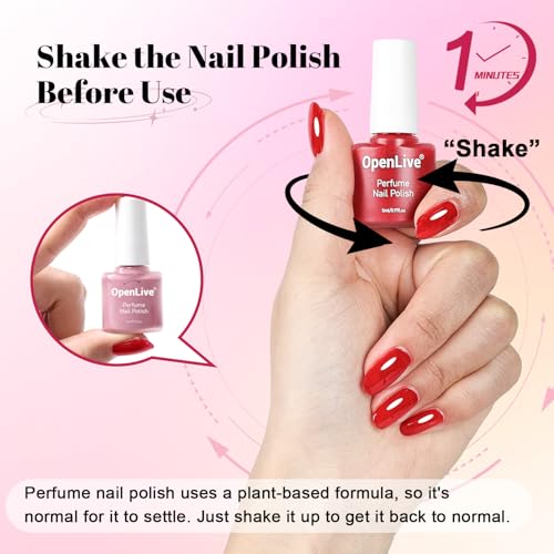 OpenLive 20 Color Perfume Nail Polish Set Red, Pink, Pueple and Green Quick Drying Nail Polish Set for Women Salon DIY Nail Art - color: 20 Color Set