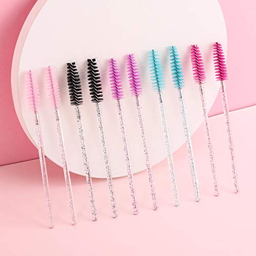 Tbestmax 500 Disposable Mascara Wands Eyelash Brush Spoolies for Eyebrow Eye Lash Extension Colorful - color: Crystal-5 Colors