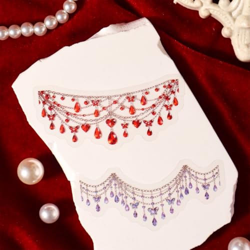 60 Pcs Crystal Jewelry Necklace PET Stickers, Gem Garland Decals - color: Jewelry Collection