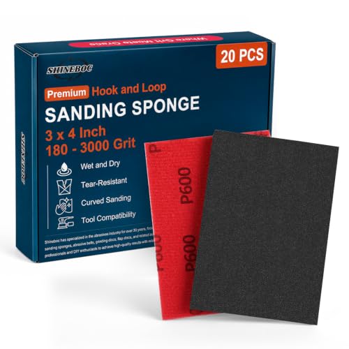 Shinboc 20 PCS Sanding Sponge 600 Grit, Hook and Loop Sandpaper Block - style: 600 Grit