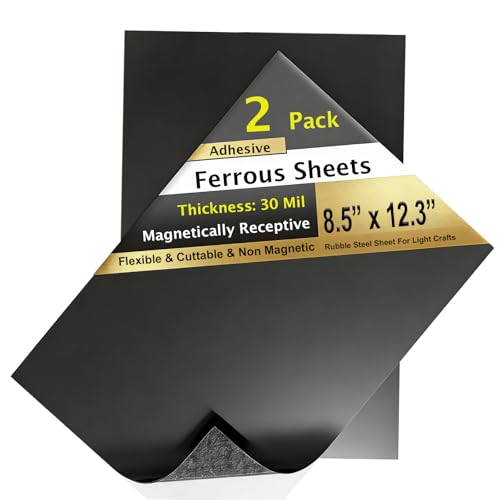 2 Pack, Adhesive Metal Sheets-8.5” x 12.3”, Ferrous Sheet for Magnets Receptive, 30 Mil Thin Flexible Rubber Steel Mat for Crafts, Magnetic Miniatures Organization – Fits Standard US Really Useful Box - color: Black, size: 8.5"x12.3"