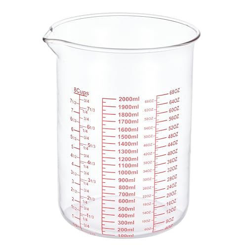 Ackers BORO3.3 Glass Measuring Cup, 8-Cup Scale, 2000 ml, 1 Count - size: 2000ML(64OZ)