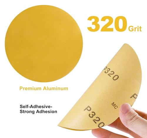 CowboyBOB 100 PCS PSA Sanding Discs 6 Inch 320 Grit Sticky-Back Sandpaper - style: 100PCS 320Grit
