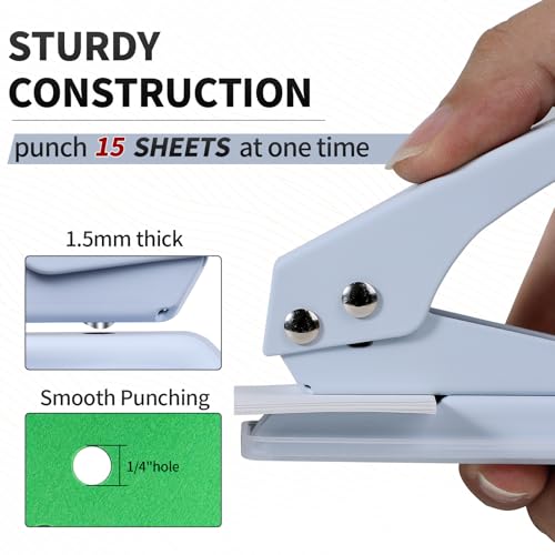 Hole Punch Heavy Duty, 1/4 in Single Hole Punch for Crafts, One Hole Paper Puncher & Perforadora de Papel, Easy and Smooth Punching for Classroom & Office Tasks, Crafts