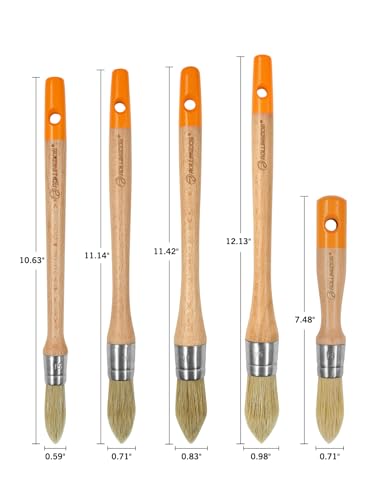 ROLLINGDOG Trim Paint Brushes 5PC Round Trim Brushes - color: 5pcs