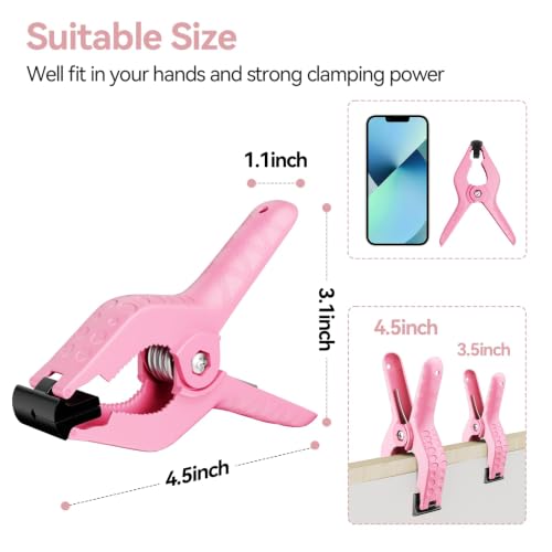 EMART 6 Pack Heavy Duty Spring Clamps 4.5 inch Plastic Backdrop Clips Pink - color: Pink and Black, size: 4.5 inch