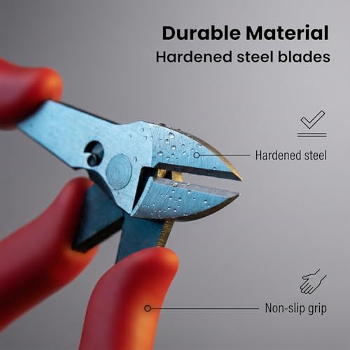 Micro Flush Cutters, 5-Inch Precision Side Cutters - High Carbon Steel, Spring-Loaded & Non-Slip Handle for Electronics, Wiring, Sprue, Zip Ties(Green) - color: Green