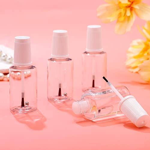 Irenare 10 Pcs Refillable Empty Nail Polish Bottles with Brush Mixing Marble Conservation Insert and Brush Top Plastic Nail Polish Container, Clear (20 ml) - size: 20 ml