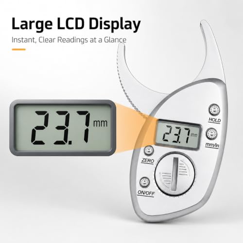 Digital Body Fat Caliper with LCD Display, Skinfold Tester and Tape Measure
