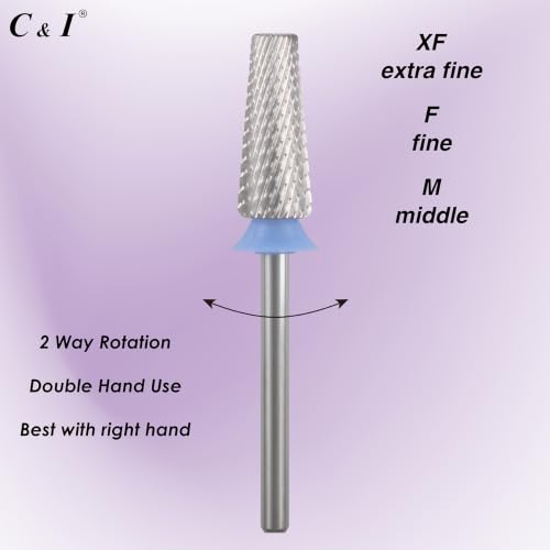 C & I 5 in 1 Nail Drill Bit for Nail Techs Remove Acrylic & Gel, Middle-M - color: Blue