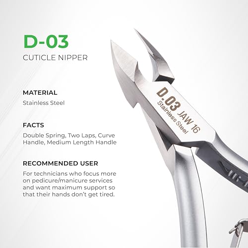 NGHIA Cuticle Nipper - D-03 JAW 12 | Stainless Steel | Durable and Sharp | Ergonomic Design | Grey Plated | Ideal for Salons and Home Use - size: Jaw 12