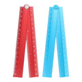 HARFINGTON 2pcs Folding Straight Ruler 30cm Metric Aluminum Alloy Protractor Foldable Angle Ruler Geometric Measuring Tool with Angle Line for Architects Artists Office, 2 Colors - color: Red + Peacock Blue