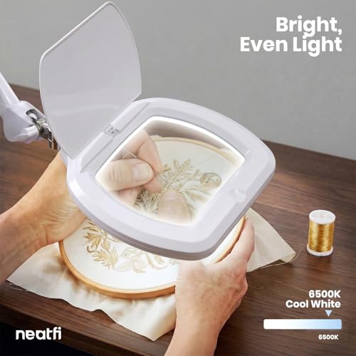 Neatfi LED Magnifying Floor Lamp, 1.75X + 4X, 12W, 6.8-Inch Lens (White) - color: White, size: 6.8 Inches