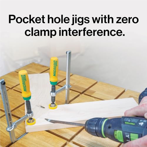 MICROJIG MatchFit Dovetail Clamps, Woodworking Track System Tools, DVC-538K2, 2-Pack, Yellow/Green