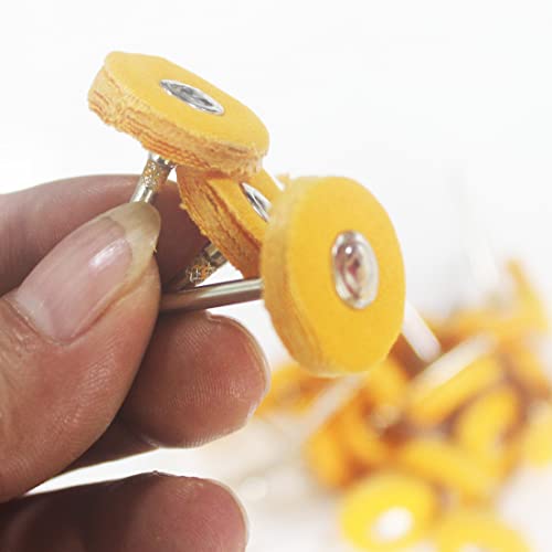 20 Pcs 3/32 Inch Shank Yellow Cotton Rotary Polishing Wheels - style: 20 Pcs Yellow Cotton Buffing Wheel