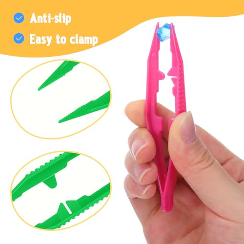 30 Pcs Plastic Tweezers for Crafts, Fine Point Bead Tweezers