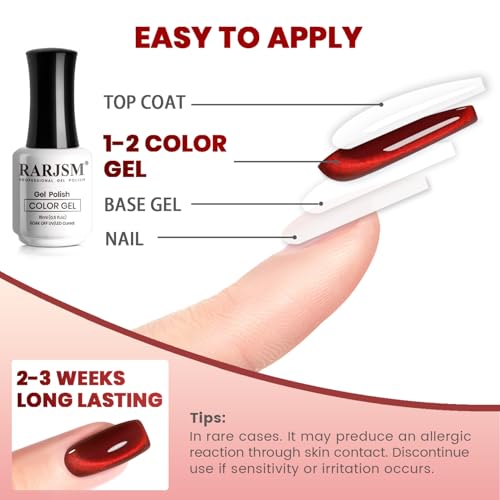 RARJSM Cat Eye Gel Nail Polish Diamond Dark Black Wine Red 15ml - color: Dark Wine Red