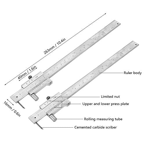 Scribing Caliper, 200mm 8in Dual Scale, Marking Vernier Caliper with Carbide Marking Needle for Scribe on Metal Wood Plastic