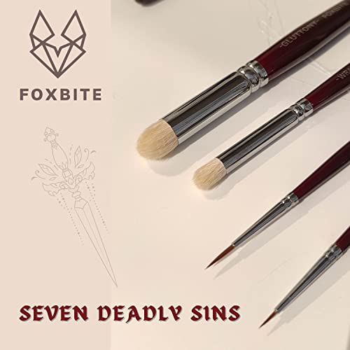 FOXBITE 7 Set Brushes for Miniature Painting Synthetic Modeling Pieces Fine Detail Paint Brush Miniature Painting Kit Mini Paints Acrylic for Warhammer minipainting