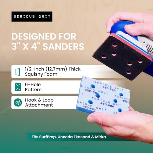 Serious Grit - 3x4 1/2" Foam Sanding Pads - 600-700 Grit Finish - 10 Pack - size: 600-700, style: 12.7mm Foam