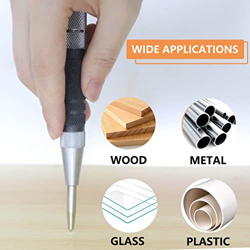 WHLLING 2-Piece Automatic Center Punch, 6 Inch Hardened Steel Spring Punch - size: 6 Inch