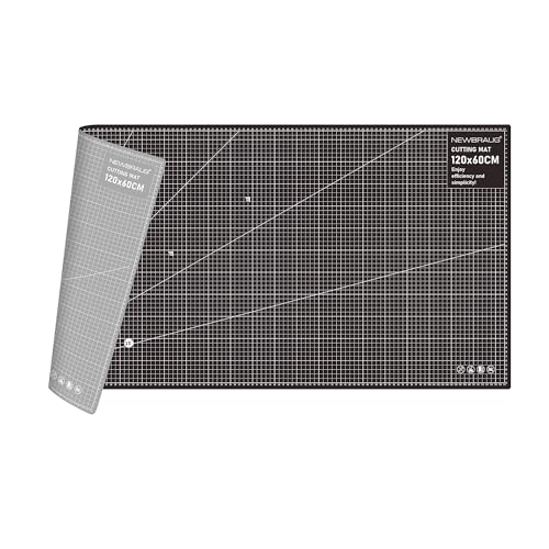 NEWBRAUG 23'' × 47'' Large Self Healing Cutting Double Sided 5-Ply Mat, Big Cutting Board for Rotary Cutting, Quilting, Sewing, Craft, Fabric & Scrapbooking(Gray/Black) - color: Black/Gray, size: 47"L x 23"W